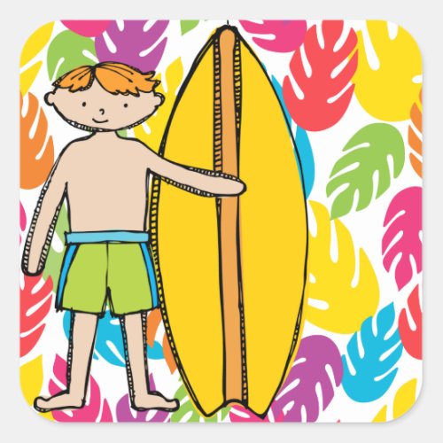 Red Haired Surfer Boy Stickers