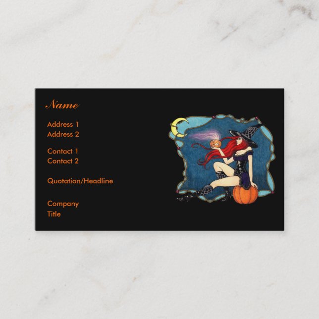 Red-haired Witch Halloween Business Card (Front)