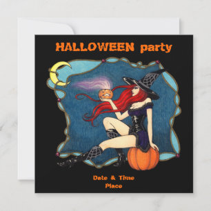 Red-haired Witch Halloween Invitation