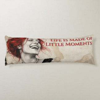 Red-Haired Woman Laughing Vintage Sketch Art Body Pillow