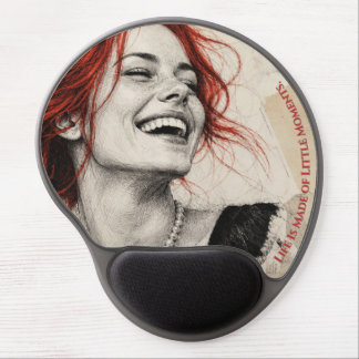 Red-Haired Woman Laughing Vintage Sketch Art Gel Mouse Pad