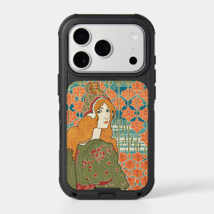 Red Haired Woman Orange Lilies Vintage Art Print iPhone 17 Pro Case