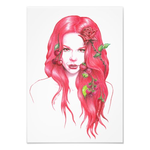 Red haired woman portrait Surreal fantasy art Photo Print