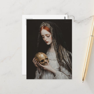 Red haired Woman With a Gold Skull Postcard
