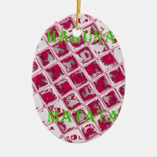 Red Hakuna Matata Style Ceramic Ornament (Front)