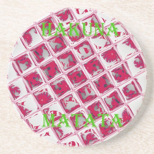 Red Hakuna Matata Style Drink Coaster (Front)