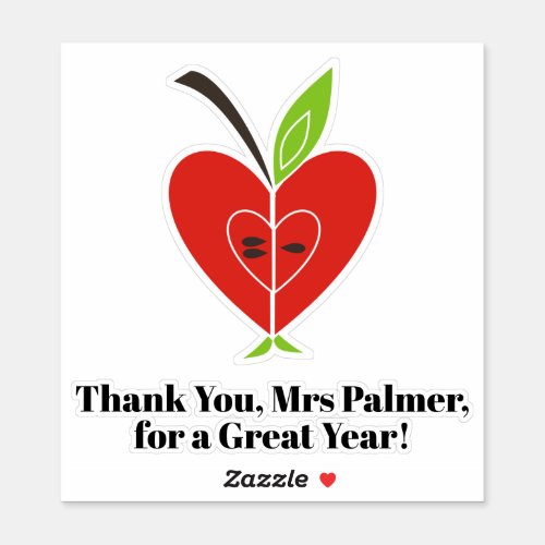 Red half apple teachers appreciation Thank You Sticker
