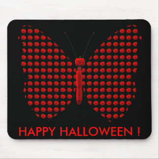 Red Halloween Butterfly Mouse Pad