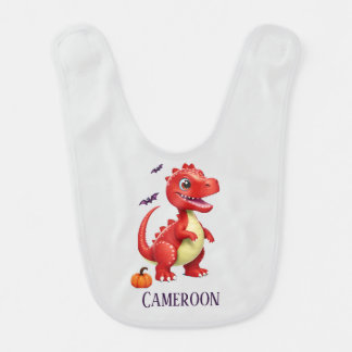Red Halloween dinosaur Baby Bib