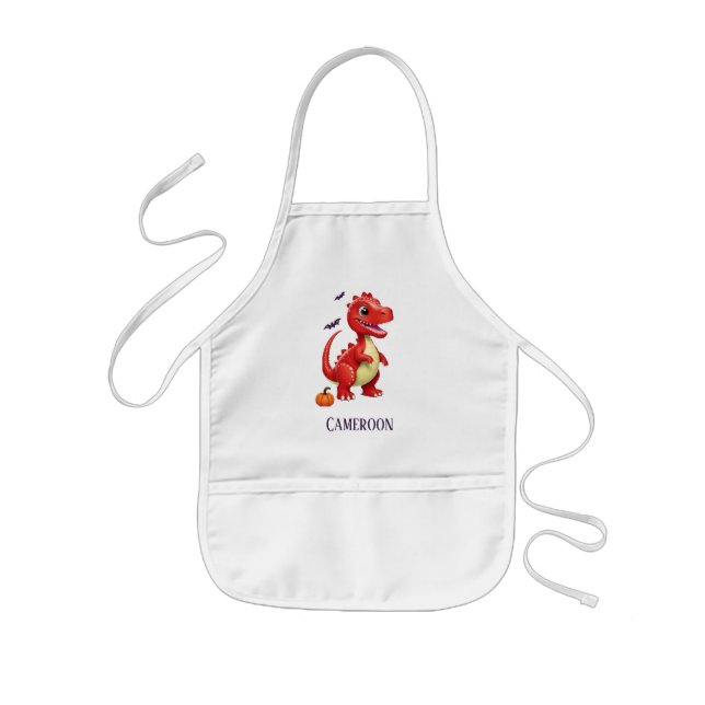 Red Halloween dinosaur Kids' Apron (Front)