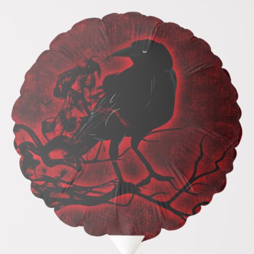 Red Halloween Evil Scary Creepy Wicked Black Crow  Balloon