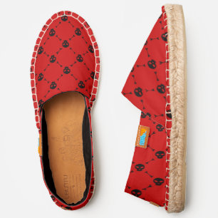red halloween skull crossbones print espadrilles