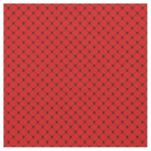 red halloween skull crossbones print fabric