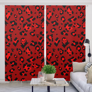 red halloween vampire leopard print goth blackout curtains