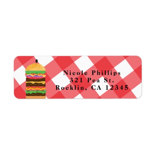 Red Hamburger Summer Cookout Barbecue Invitation Label