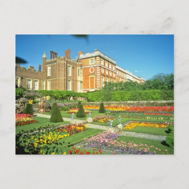 Red Hampton Court, Surrey, England flowers Postcard (Front)