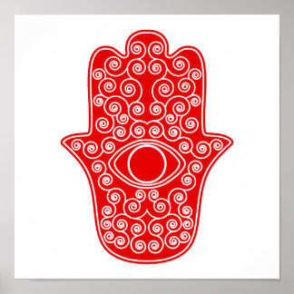 Red Hamsa-Hand of Miriam-Hand of Fatima.png Posters