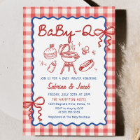 Red Hand Drawn BaBy-Q Baby Shower Party Invitation