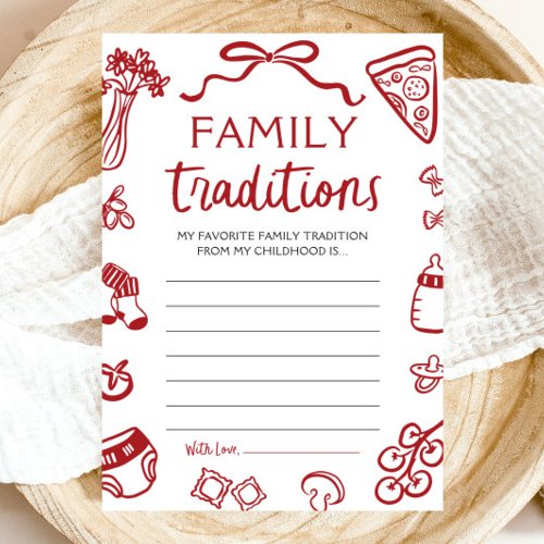 Red Hand Drawn Baby Shower Family Tradition Game