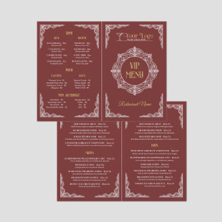 Red Hand-drawn Elegant Ornate Your Logo VIP Menu