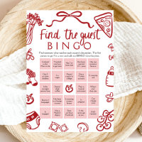 Red Hand Drawn Find the Guest Bingo Baby Shower