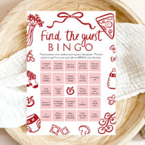 Red Hand Drawn Find the Guest Bingo Baby Shower Invitation