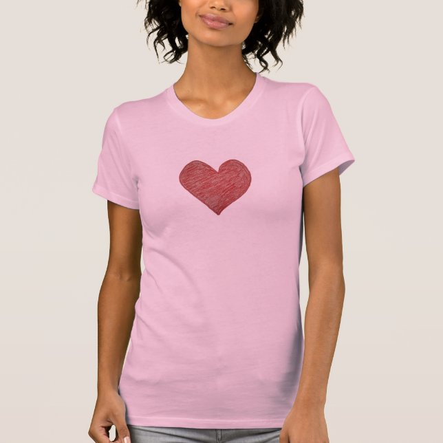Red Hand-Drawn Heart – Cute Minimalist Love Tee (Front)