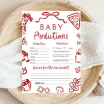Red Hand Drawn Italian Pizza Baby Prediction Game Invitation