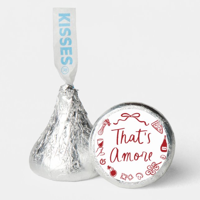 Red Hand Drawn Italian That's Amore Pizza Wine Hershey®'s Kisses® (Front)