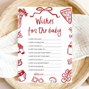 Red Hand Drawn Italian Wishes For Baby Advice Game Invitation