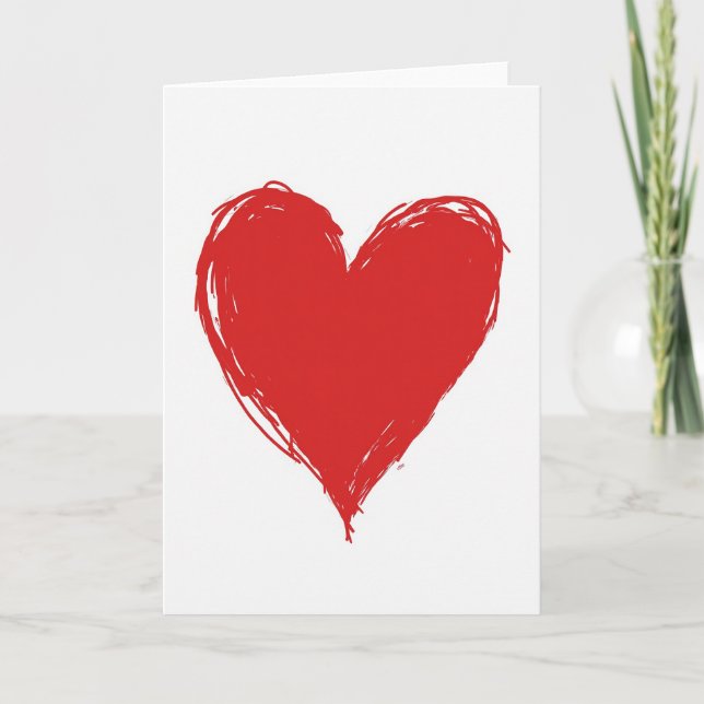 Red Hand Drawn Love Heart Card (Front)