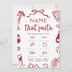 Red Hand Drawn Name That Pasta Bridal Shower Game Invitation