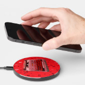 Red Hand-Drawn Retro Typewriter Wireless Charger (Hand)
