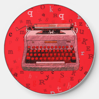 Red Hand-Drawn Retro Typewriter Wireless Charger