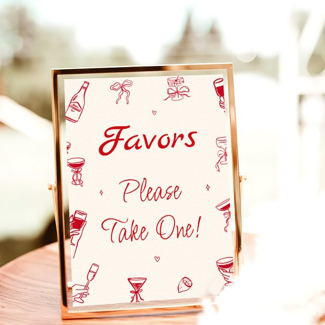 Red Hand Drawn Thats Amore Bridal Shower Favor Poster (Creator Uploaded)