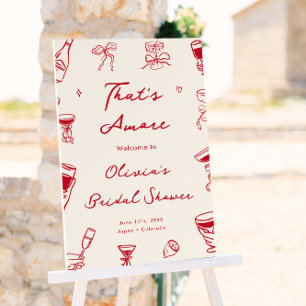 Red Hand Drawn That's Amore Bridal Shower Welcome Foam Board