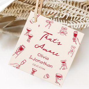 Red Hand Drawn Thats Amore Party Favor Tags
