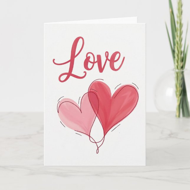 Red Hand Drawn Valentines Love Card (Front)