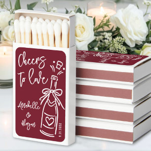 Red Hand Drawn Wedding Favor Matchboxes