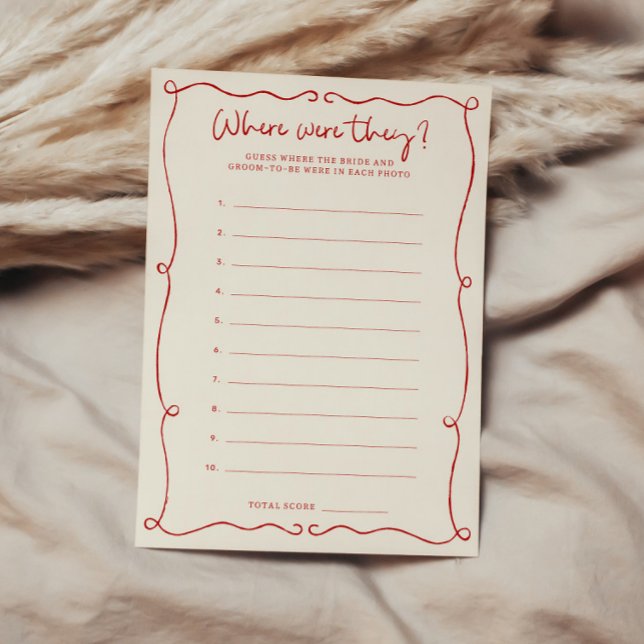 Red Hand Drawn Where were they Bridal Shower Card (Creator Uploaded)