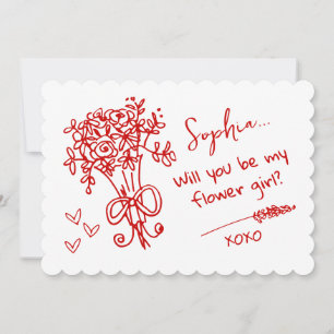 Red Hand Drawn Will you be... Invitation