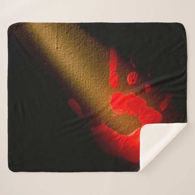 Red Hand Print Sherpa Blanket (Front (Horizontal))