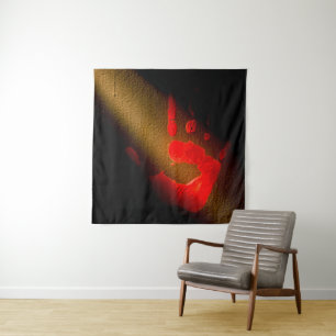Red Hand Print Tapestry