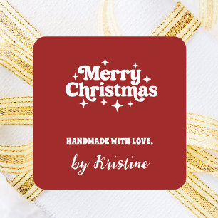 Red handmade by Christmas gift wrapping Square Sticker
