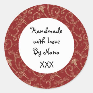 Red 'Handmade by' Christmas stickers