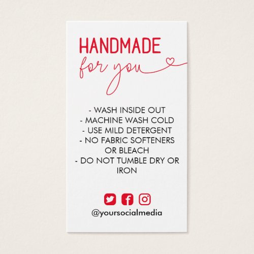 Red Handmade For You Instructions Social Media