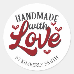 Red Handmade with Love Craft Classic Round Sticker