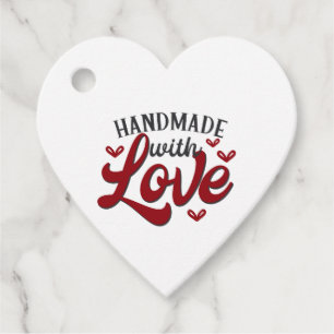 Red Handmade with Love Craft Favor Tags