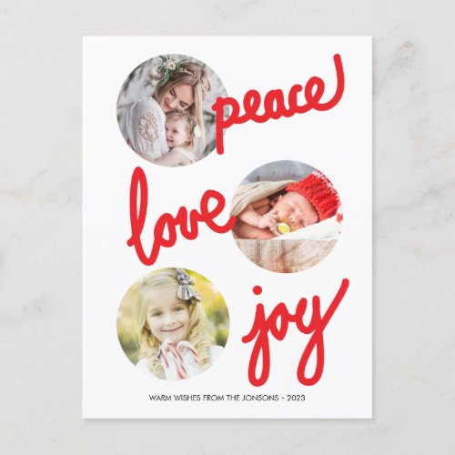 Red Handwritten Holidays Circle Photos Postcard