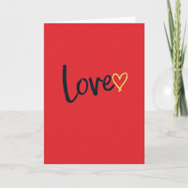 Red Handwritten Love Heart Card (Front)